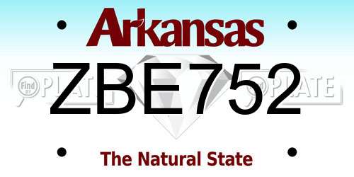ZBE752 Arkansas License Plate
