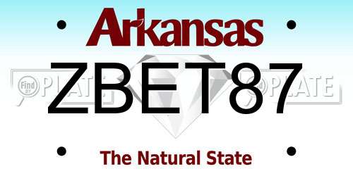 ZBET87 Arkansas License Plate