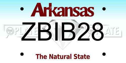ZBIB28 Arkansas License Plate
