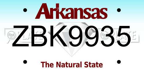 ZBK9935 Arkansas License Plate