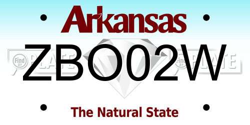 ZBO02W Arkansas License Plate