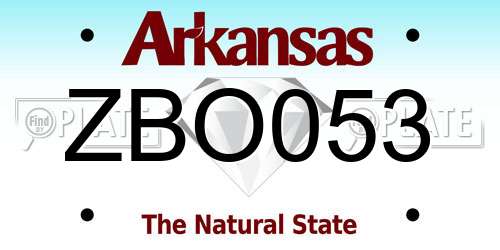 ZBO053 Arkansas License Plate