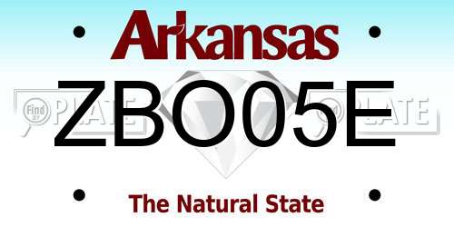 ZBO05E Arkansas License Plate