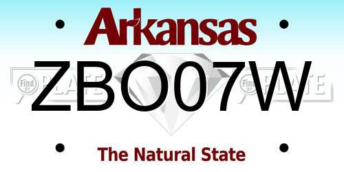 ZBO07W Arkansas License Plate