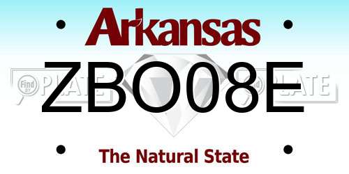 ZBO08E Arkansas License Plate