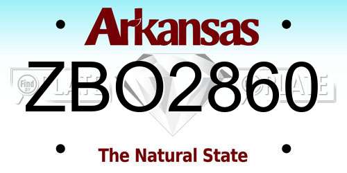 ZBO2860 Arkansas License Plate