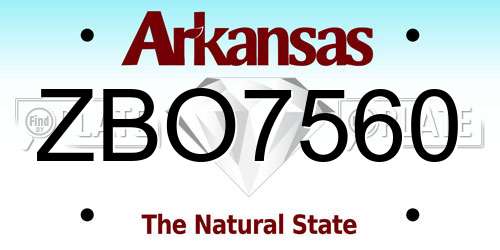 ZBO7560 Arkansas License Plate