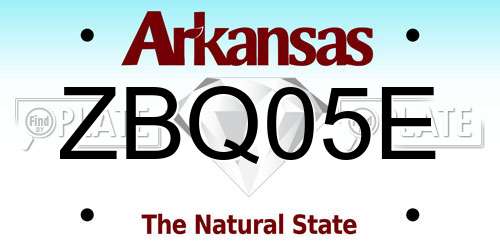 ZBQ05E Arkansas License Plate