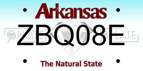 ZBQ08E Arkansas License Plate