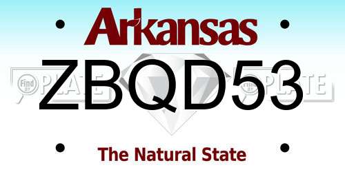 ZBQD53 Arkansas License Plate