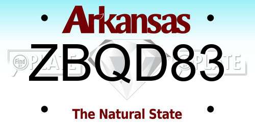 ZBQD83 Arkansas License Plate
