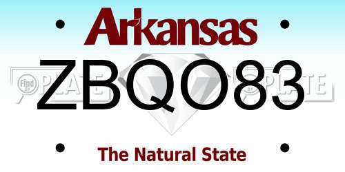 ZBQO83 Arkansas License Plate