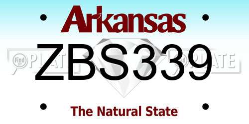 ZBS339 Arkansas License Plate