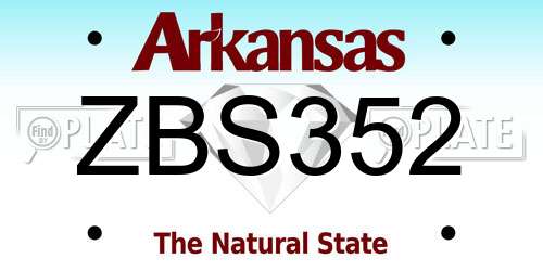 ZBS352 Arkansas License Plate