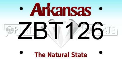 ZBT126 Arkansas License Plate