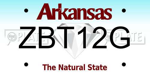 ZBT12G Arkansas License Plate