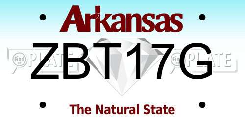 ZBT17G Arkansas License Plate