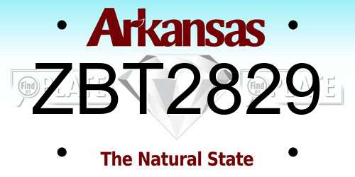 ZBT2829 Arkansas License Plate