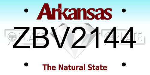 ZBV2144 Arkansas License Plate