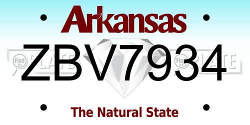 ZBV7934 Arkansas License Plate