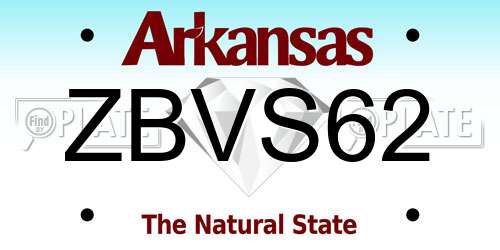 ZBVS62 Arkansas License Plate