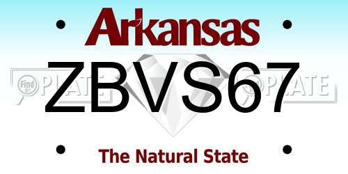 ZBVS67 Arkansas License Plate