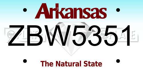 ZBW5351 Arkansas License Plate