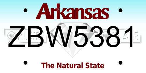 ZBW5381 Arkansas License Plate