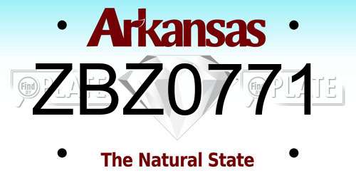 ZBZ0771 Arkansas License Plate