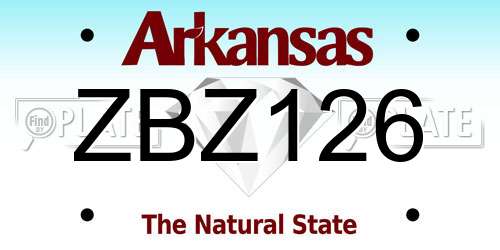 ZBZ126 Arkansas License Plate