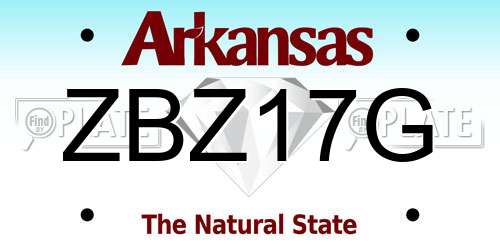 ZBZ17G Arkansas License Plate