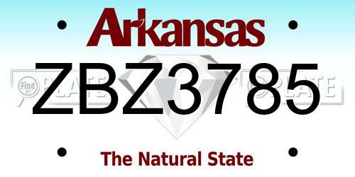 ZBZ3785 Arkansas License Plate