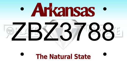 ZBZ3788 Arkansas License Plate