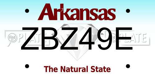 ZBZ49E Arkansas License Plate