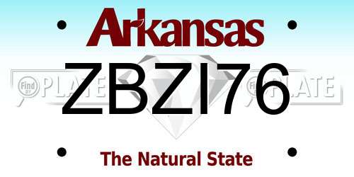 ZBZI76 Arkansas License Plate