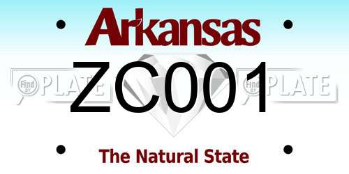ZC001 Arkansas License Plate