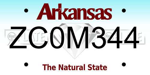 ZC0M344 Arkansas License Plate