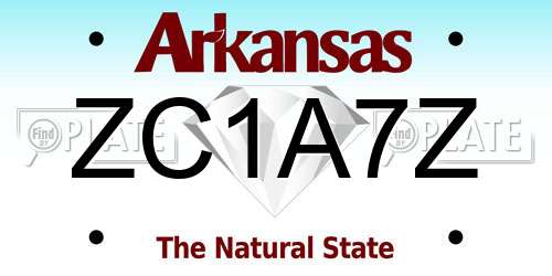ZC1A7Z Arkansas License Plate
