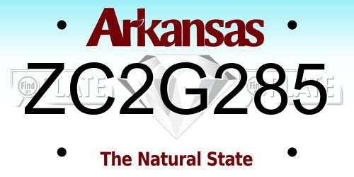 ZC2G285 Arkansas License Plate