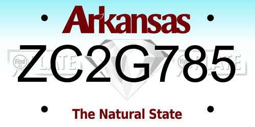 ZC2G785 Arkansas License Plate
