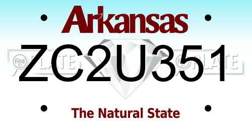ZC2U351 Arkansas License Plate