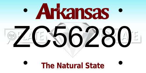 ZC56280 Arkansas License Plate