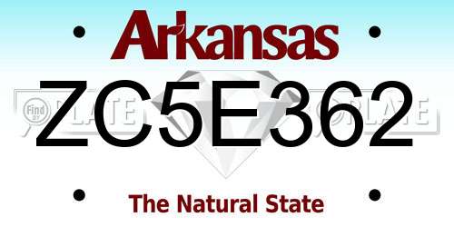 ZC5E362 Arkansas License Plate