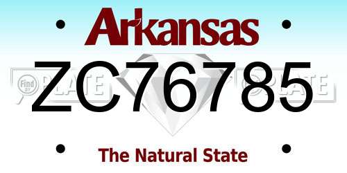 ZC76785 Arkansas License Plate