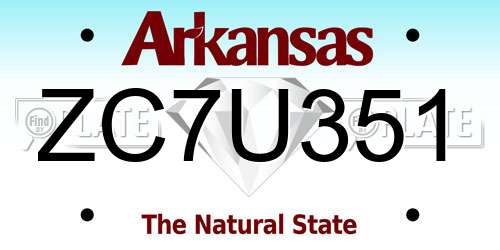 ZC7U351 Arkansas License Plate