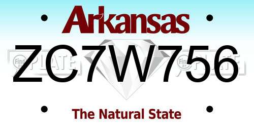 ZC7W756 Arkansas License Plate