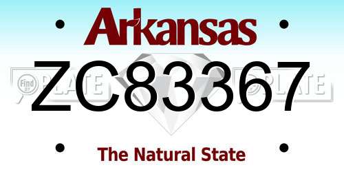 ZC83367 Arkansas License Plate