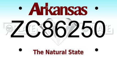 ZC86250 Arkansas License Plate