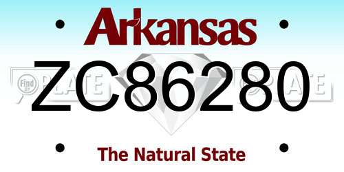 ZC86280 Arkansas License Plate