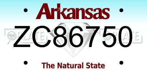 ZC86750 Arkansas License Plate